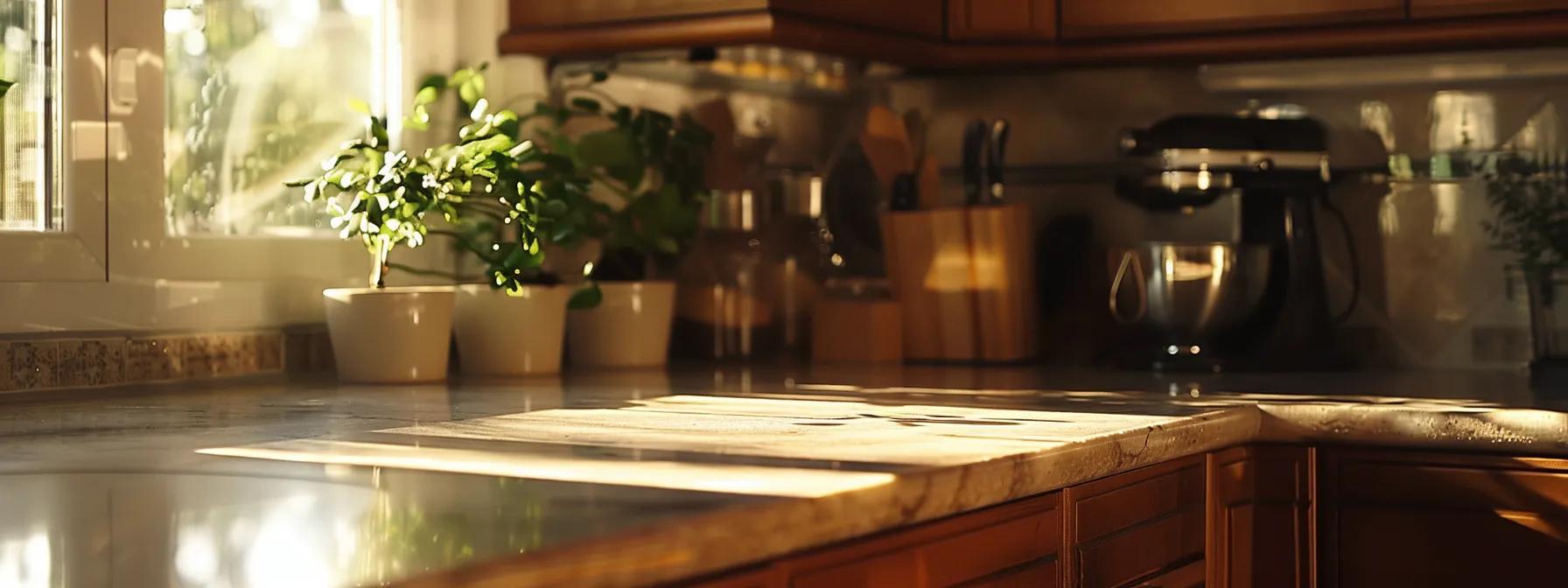 a sunlit kitchen showcases immaculate custom cabinets, their rich finishes gleaming against a backdrop of elegant décor, highlighting the beauty of maintenance and care.